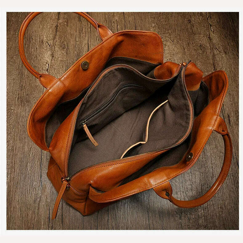 KIMLUD, Soft Genuine Leather Shoulder Bag For Men And Women Handbag Big Female Laptop Commuter Portable Travel Bag Business Luggage Bags, KIMLUD Womens Clothes