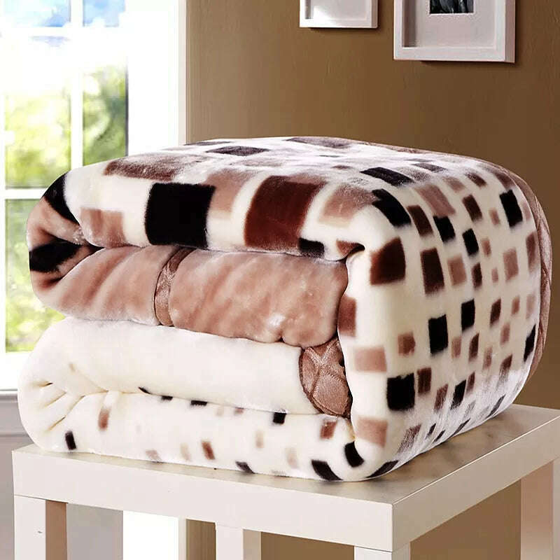 KIMLUD, Soft Winter Quilt Blanket For Bed Printed Mink Throw Twin Full Queen Size Single Double Bed Fluffy Warm Fat Thick Blankets, KIMLUD Women's Clothes
