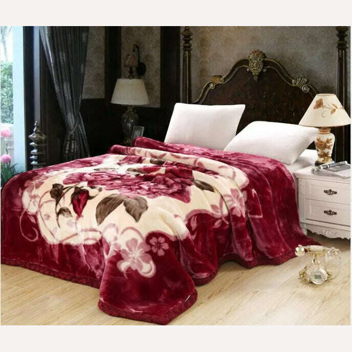 KIMLUD, Soft Winter Quilt Blanket For Bed Printed Mink Throw Twin Full Queen Size Single Double Bed Fluffy Warm Fat Thick Blankets, Color same as pic 1 / 180X220CM 3KG, KIMLUD Womens Clothes