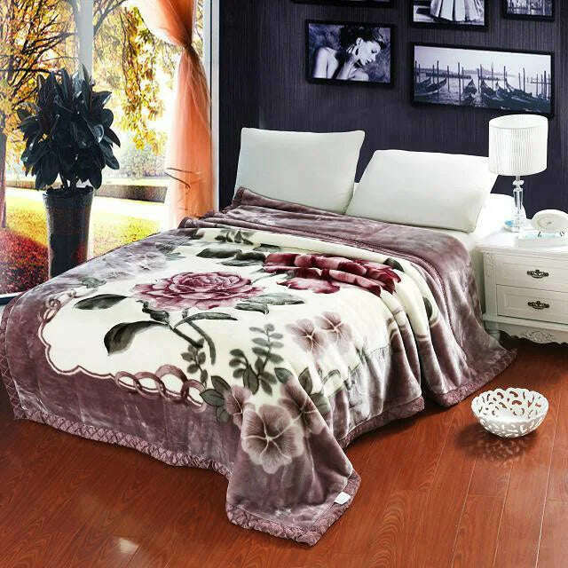 KIMLUD, Soft Winter Quilt Blanket For Bed Printed Mink Throw Twin Full Queen Size Single Double Bed Fluffy Warm Fat Thick Blankets, Color same as pic / 180X220CM 3KG, KIMLUD Womens Clothes