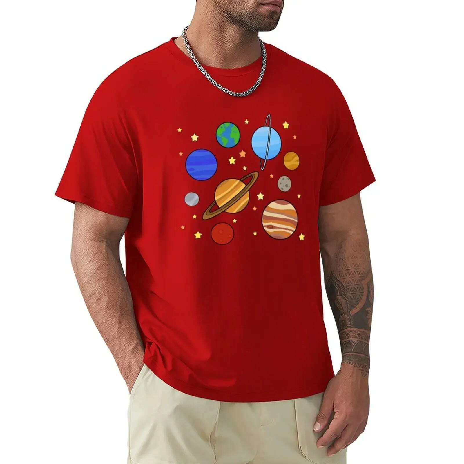 Solar System T-Shirt blacks graphics boys animal print tshirts for men - KIMLUD