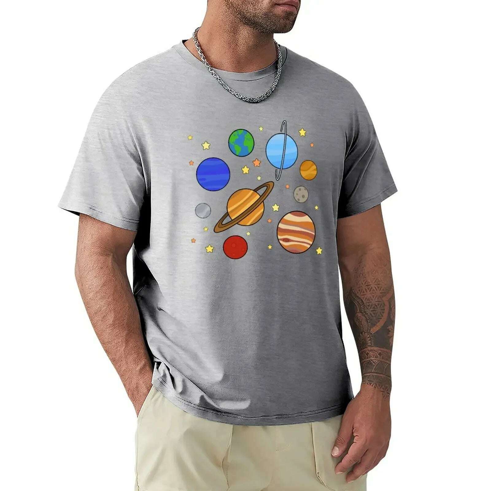 KIMLUD, Solar System T-Shirt blacks graphics boys animal print tshirts for men, Gray / 6XL, KIMLUD Womens Clothes