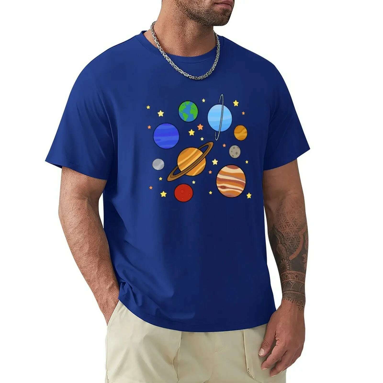KIMLUD, Solar System T-Shirt blacks graphics boys animal print tshirts for men, Blue / 6XL, KIMLUD Womens Clothes