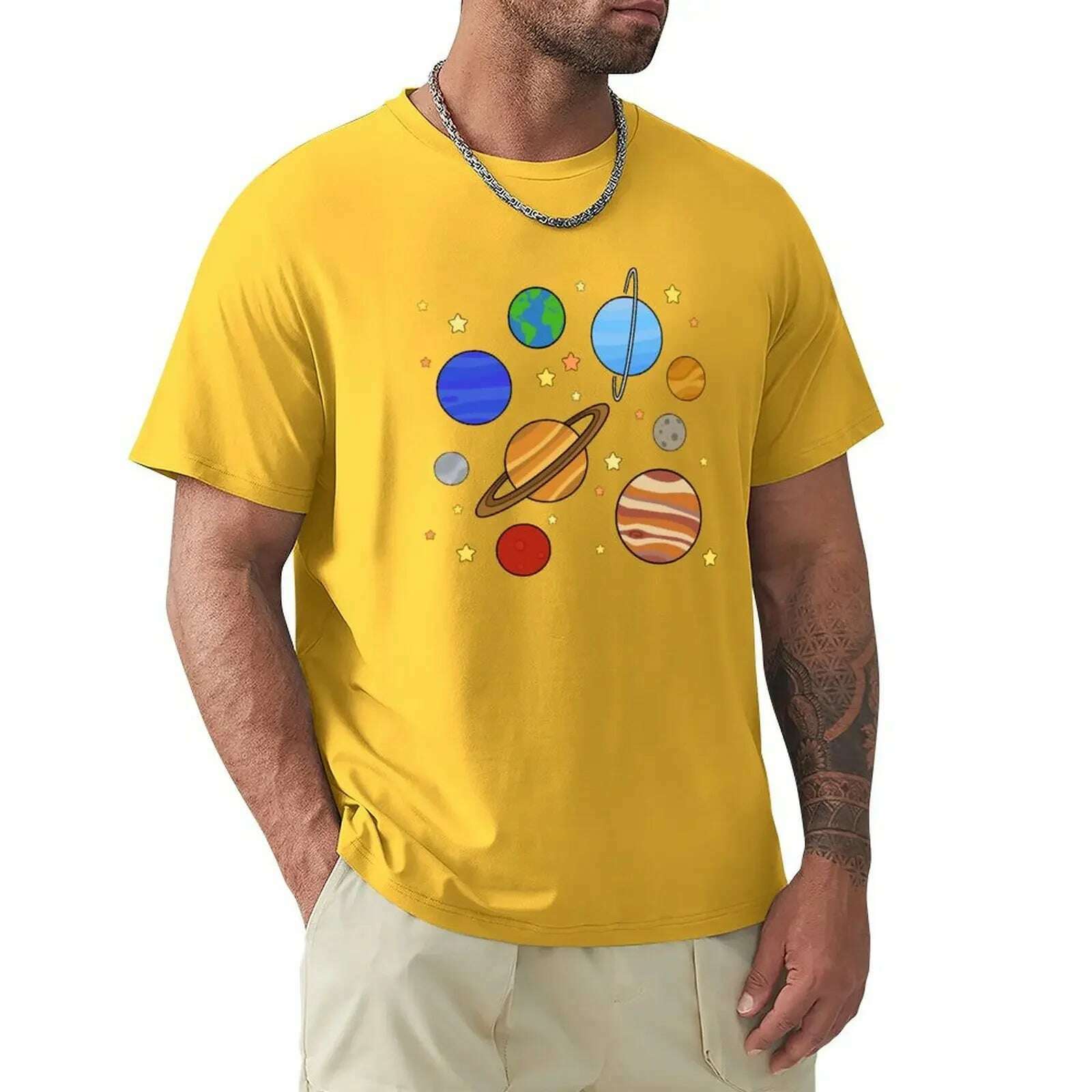 KIMLUD, Solar System T-Shirt blacks graphics boys animal print tshirts for men, Yellow / 5XL, KIMLUD Womens Clothes