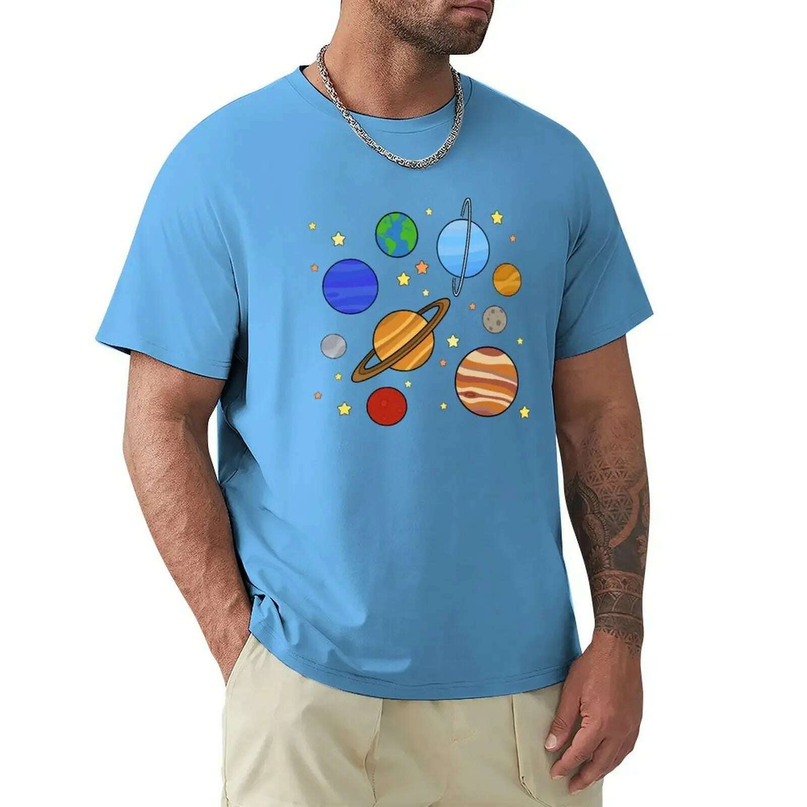 KIMLUD, Solar System T-Shirt blacks graphics boys animal print tshirts for men, Medium blue / 6XL, KIMLUD Womens Clothes