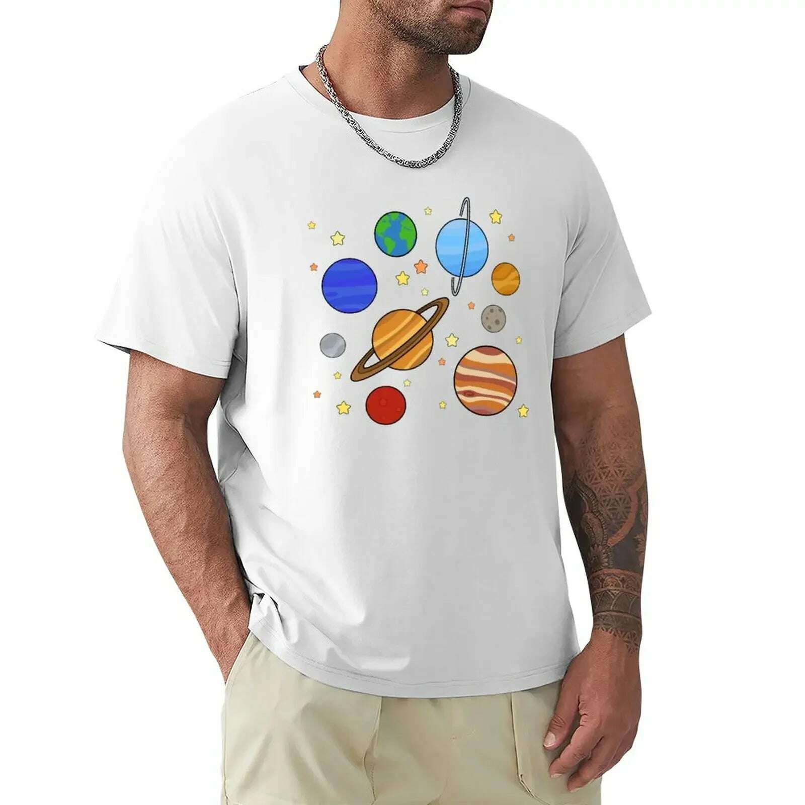 KIMLUD, Solar System T-Shirt blacks graphics boys animal print tshirts for men, White / 5XL, KIMLUD Womens Clothes