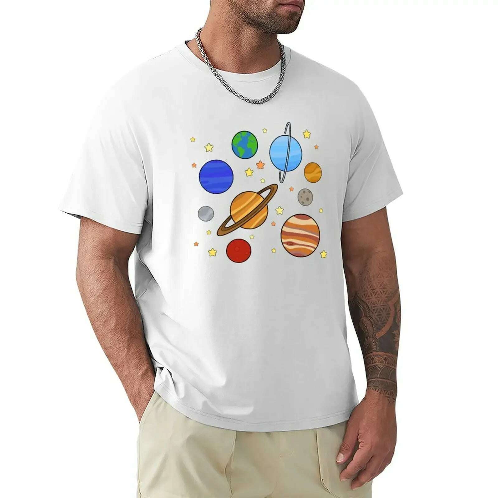Solar System T-Shirt blacks graphics boys animal print tshirts for men - KIMLUD