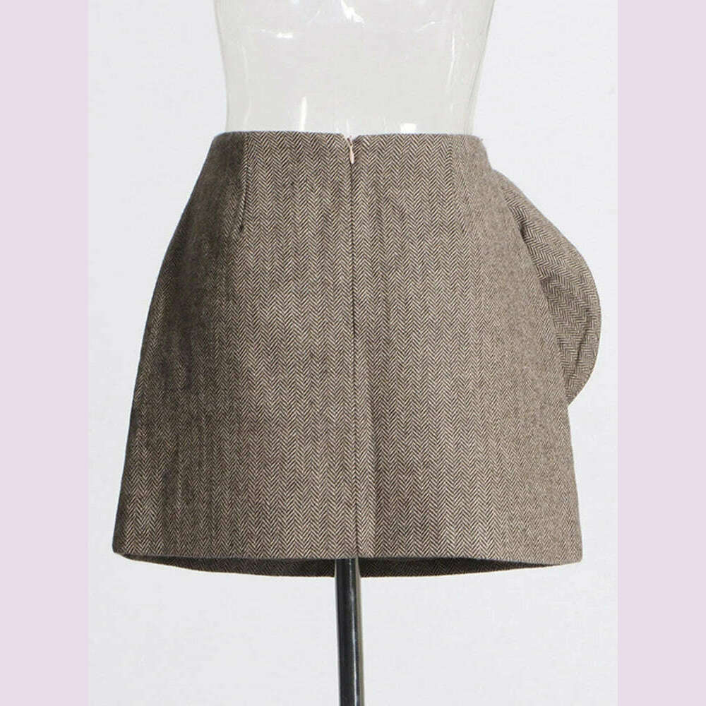 Solid Bodycon Skirts For Women High Waist Patchwork Appliques Folds Slimming Vintage A Line Summer Mini Skirt Female - KIMLUD