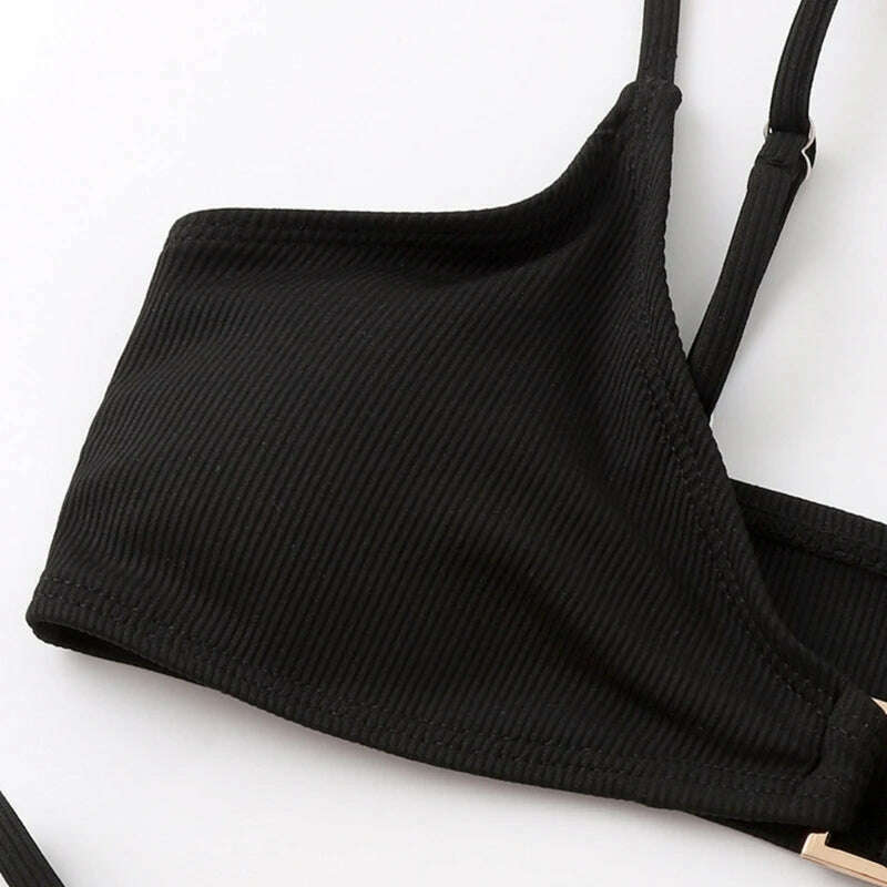 KIMLUD, Solid Color Two Pieces Bathing Suit for Women Female High Cut Thong Swimwear Ins Dropshipping, KIMLUD Womens Clothes