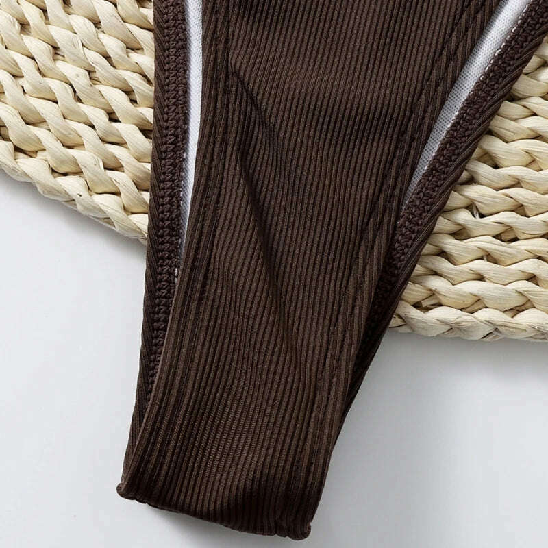 KIMLUD, Solid Color Two Pieces Bathing Suit for Women Female High Cut Thong Swimwear Ins Dropshipping, KIMLUD Womens Clothes