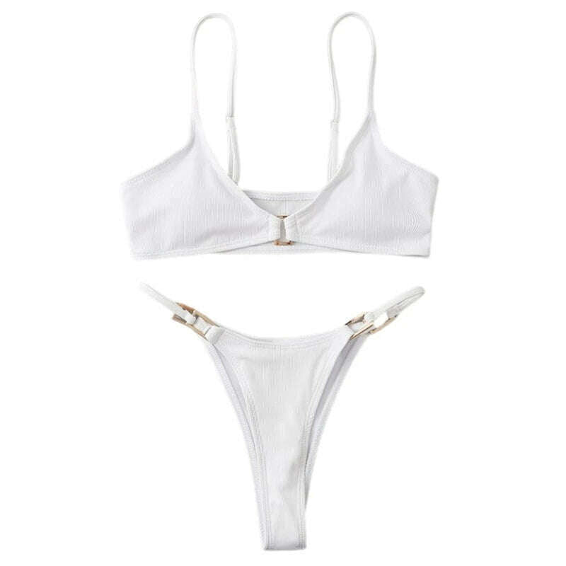 KIMLUD, Solid Color Two Pieces Bathing Suit for Women Female High Cut Thong Swimwear Ins Dropshipping, KIMLUD Womens Clothes
