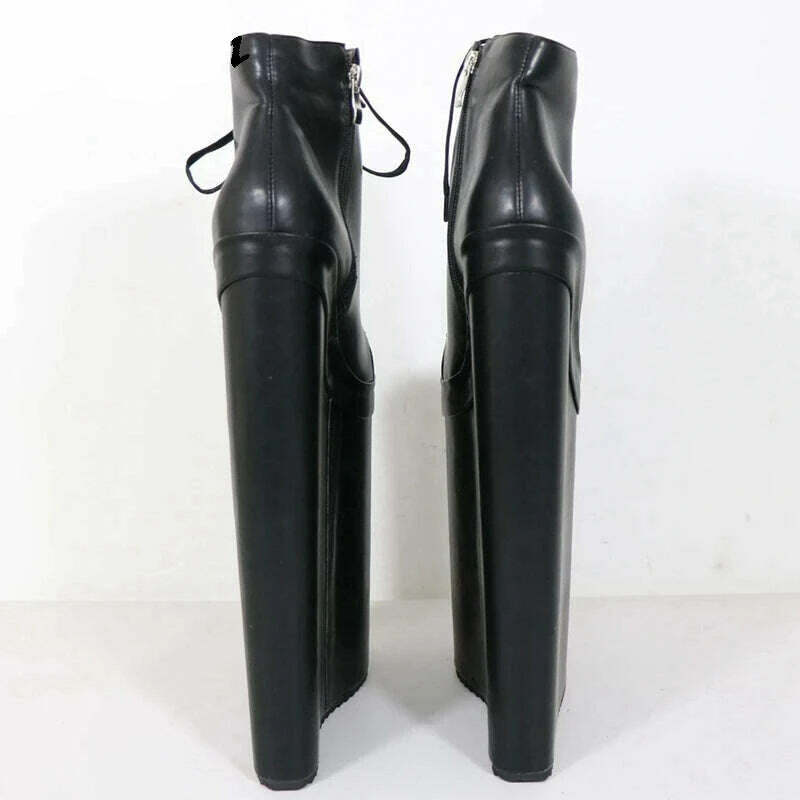 KIMLUD, Sorbern 30Cm High Heel Wedge Boots Women 20Cm Platform Lace Up Drag Queen Fetish Shoes Unisex Short Booties Size 33-48, KIMLUD Women's Clothes