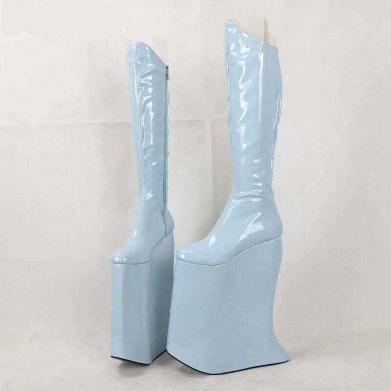 KIMLUD, Sorbern Customized Drag Queen Boots Women Unisex 30Cm High Heel Knee High Ladygaga Insperied Boot Ladies Platform Shoes, Sky Blue / 5, KIMLUD APPAREL - Womens Clothes