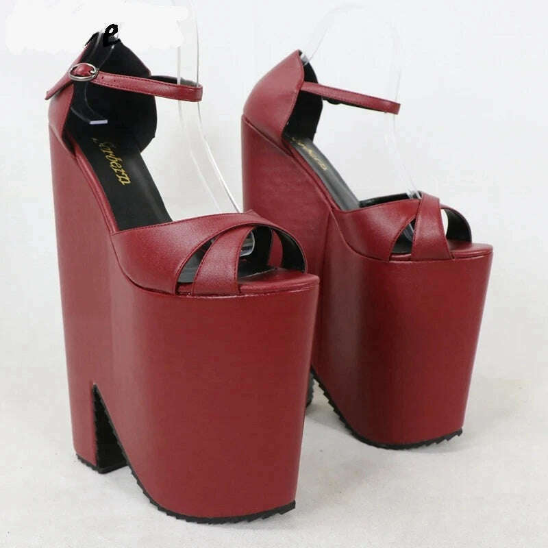 KIMLUD, Sorbern Holo Hexagon Block Heels Women Sandals High Heel Slingbacks Cross Straps Made-To-Order Ankle Strap Summer Style Shoes, KIMLUD Women's Clothes