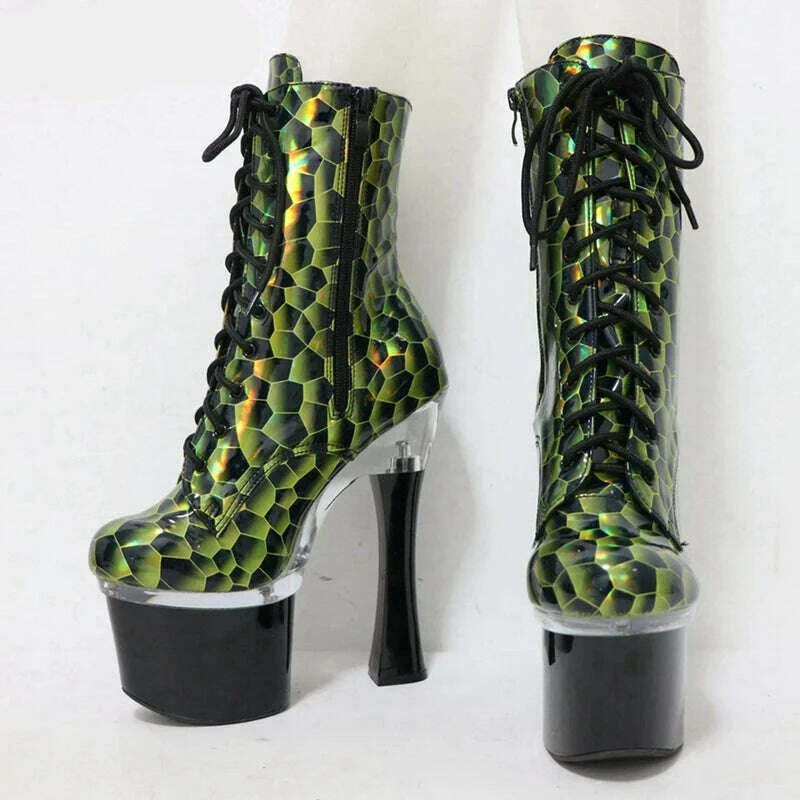 KIMLUD, Sorbern Holographic Honeycomb Exotic Pole Boots 18Cm 20Cm High Heel Platform Shoes Stripper Heels Drag Queen Custom Colors, KIMLUD Womens Clothes