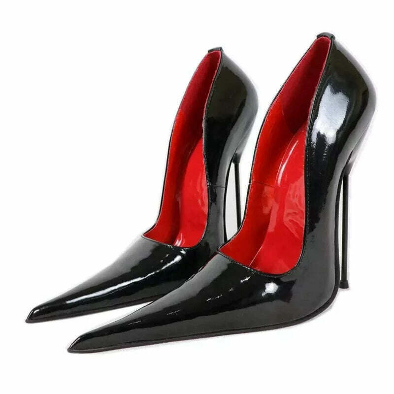 KIMLUD, Sorbern Long Pointy Toes Women Pumps Big Size Stilettos High Heels 14Cm 16Cm 18Cm Sm Sissy Boy Shoes Couples Heels, Black 16cm Heel / 5, KIMLUD Womens Clothes