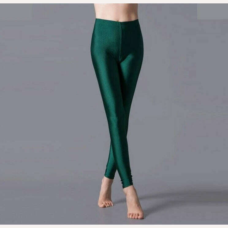 Spandex Leggings Black White Women Leggings Colors Shiny Lycra Neon Spandex Leggings High Waist Stretch Skinny Shiny - KIMLUD