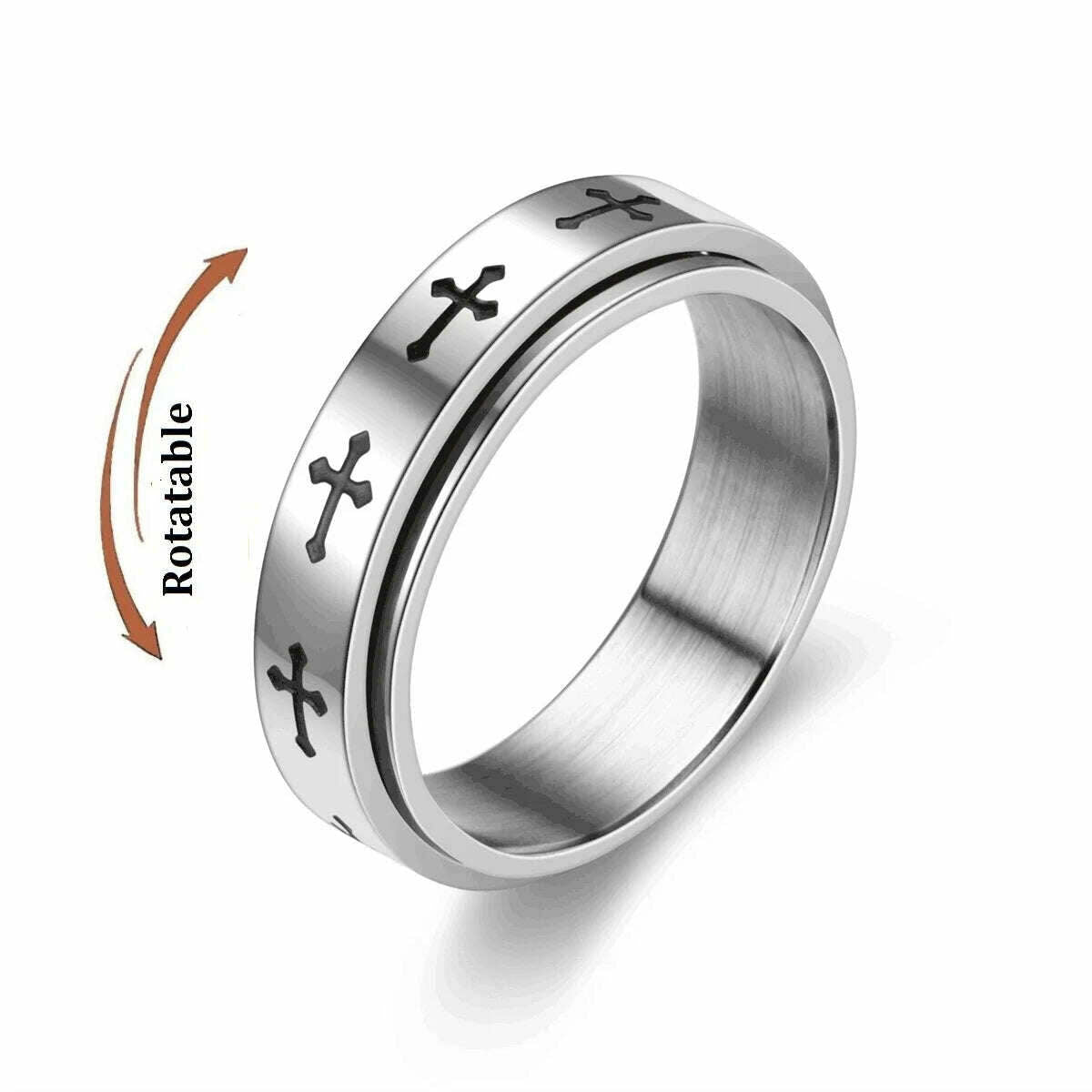 Spinning Anxiety Relaxing Ring With Star And Moon For Women Stainless Steel Rotate Freely Fidget Spinner Rings Bohemia Jewelry - KIMLUD