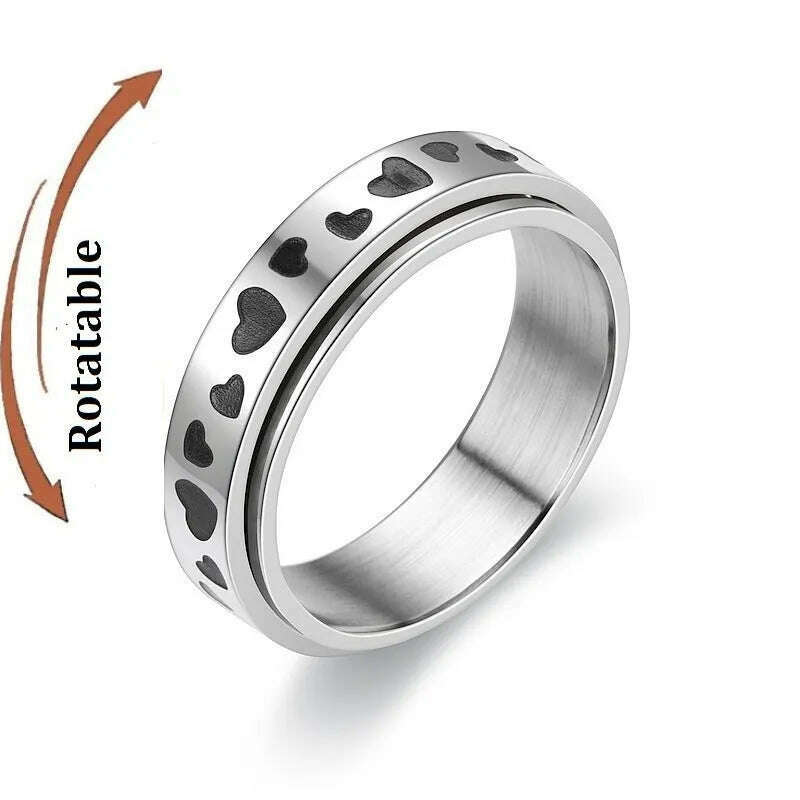 Spinning Anxiety Relaxing Ring With Star And Moon For Women Stainless Steel Rotate Freely Fidget Spinner Rings Bohemia Jewelry - KIMLUD