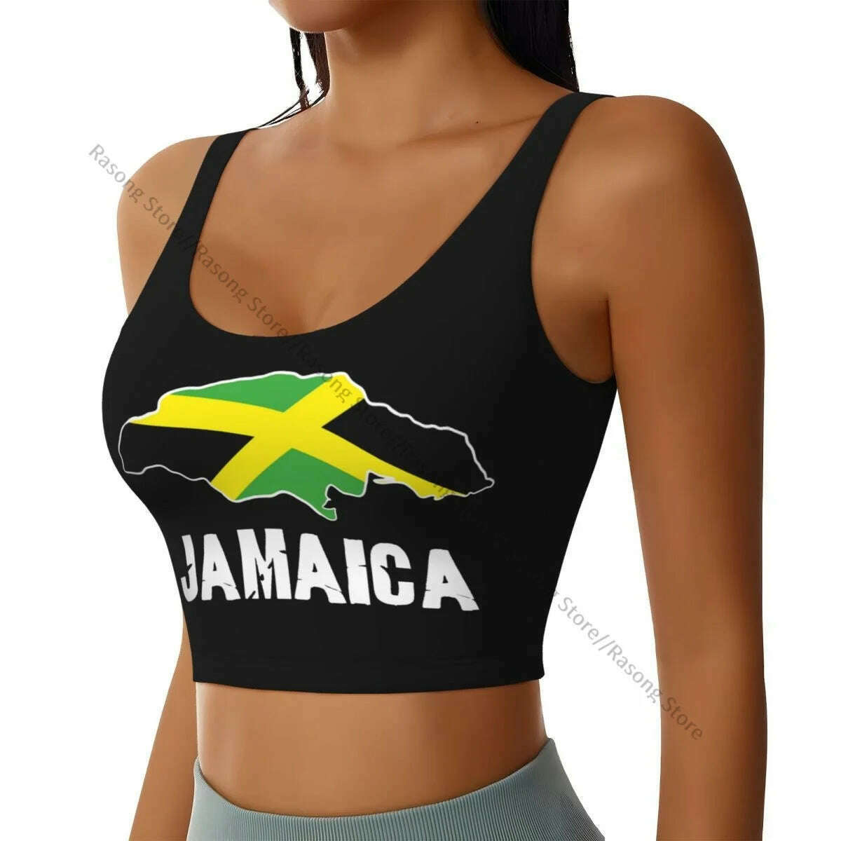 KIMLUD, Sports Bra Women Running Yoga Clothes Vest Jamaica Map Gathering Fitness Vest, Yellow / L, KIMLUD APPAREL - Womens Clothes