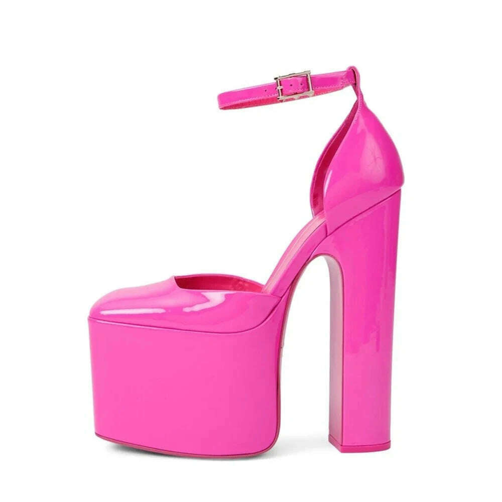KIMLUD, Spring And Summer 2023 Brand New Sexy Patent Leather Super-High Heel Sandals Platform Women's Shoes Pumps Big Size Fashion Show, KIMLUD Womens Clothes