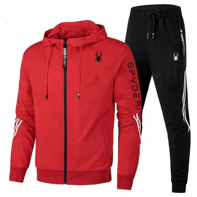 KIMLUD, Spring Autumn Men Tracksuits Sets Long Sleeve Hoodie+Jogging Trousers 2 Piece Fitness Running Suits Sportswear Casual Clothing, Image Color 5 / M, KIMLUD APPAREL - Womens Clothes