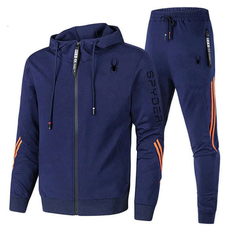 KIMLUD, Spring Autumn Men Tracksuits Sets Long Sleeve Hoodie+Jogging Trousers 2 Piece Fitness Running Suits Sportswear Casual Clothing, Image Color 7 / XL, KIMLUD APPAREL - Womens Clothes