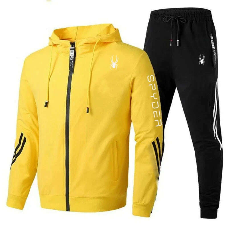 KIMLUD, Spring Autumn Men Tracksuits Sets Long Sleeve Hoodie+Jogging Trousers 2 Piece Fitness Running Suits Sportswear Casual Clothing, Image Color / L, KIMLUD APPAREL - Womens Clothes