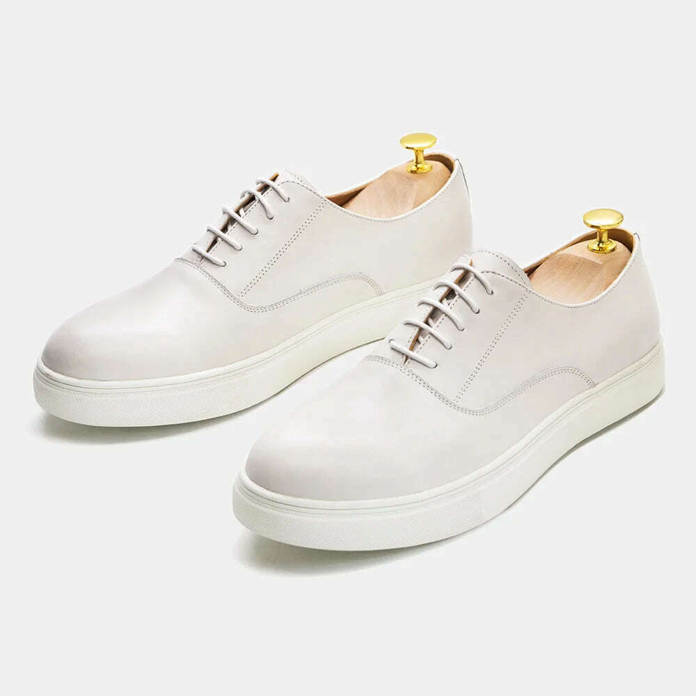 Spring Autumn Mens Genuine Leather Casual Shoes Classic Lace-up Oxford Flat Fashion Sneakers Comfortable Outdoor Shoe for Man - KIMLUD