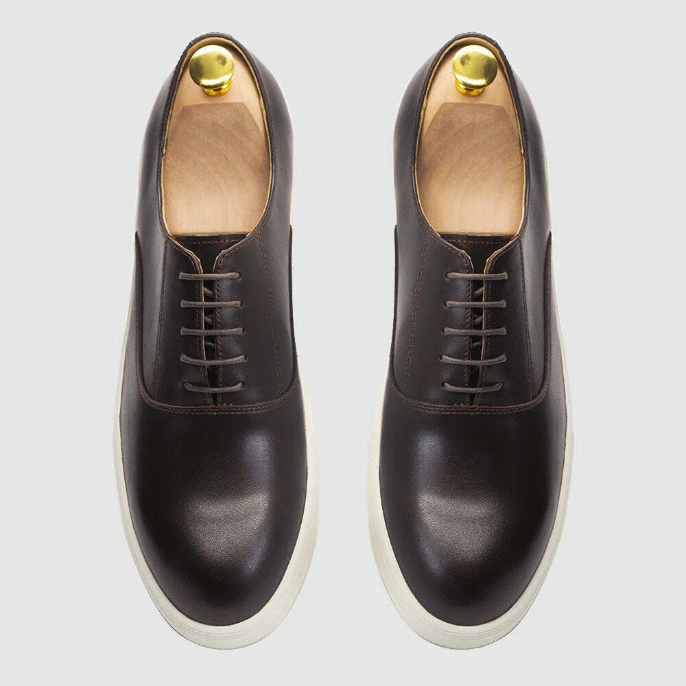 Spring Autumn Mens Genuine Leather Casual Shoes Classic Lace-up Oxford Flat Fashion Sneakers Comfortable Outdoor Shoe for Man - KIMLUD