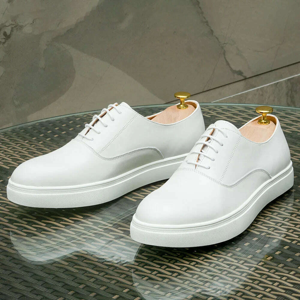 Spring Autumn Mens Genuine Leather Casual Shoes Classic Lace-up Oxford Flat Fashion Sneakers Comfortable Outdoor Shoe for Man - KIMLUD