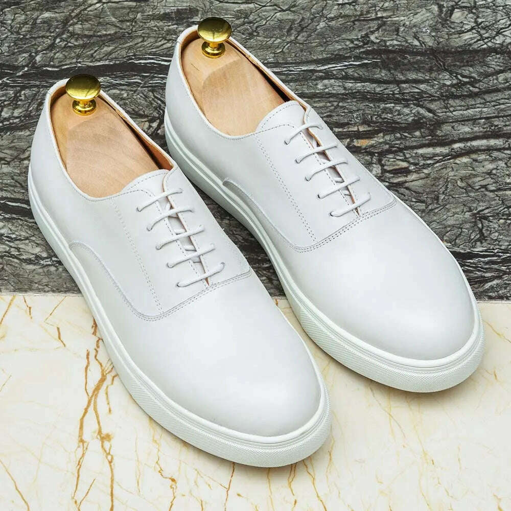 Spring Autumn Mens Genuine Leather Casual Shoes Classic Lace-up Oxford Flat Fashion Sneakers Comfortable Outdoor Shoe for Man - KIMLUD