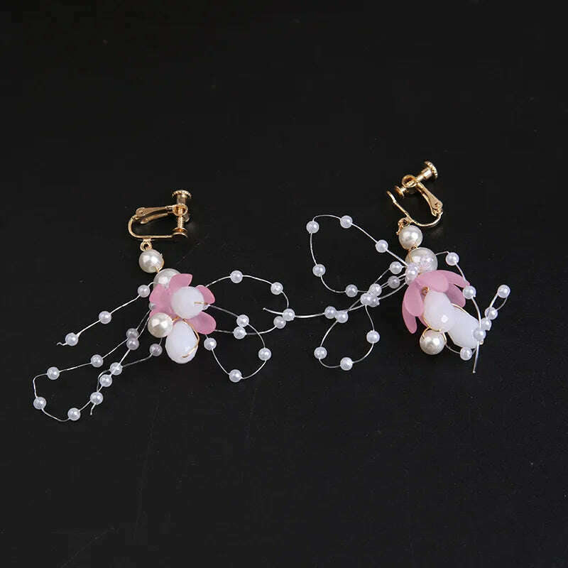 Spring Bohemian Girls Bridal Pearl Hair Headdress Flower Wreath Bride Garland Head Hoop Headbands Hair Jewelry Children Gifts - KIMLUD