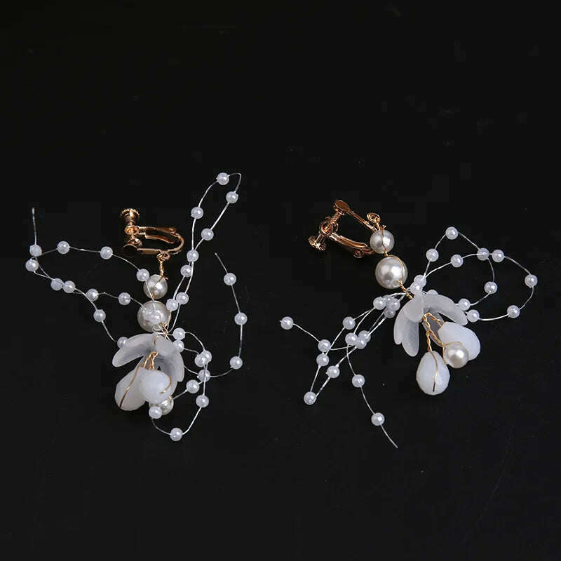 Spring Bohemian Girls Bridal Pearl Hair Headdress Flower Wreath Bride Garland Head Hoop Headbands Hair Jewelry Children Gifts - KIMLUD
