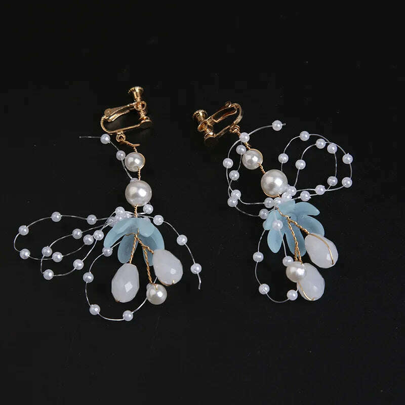 Spring Bohemian Girls Bridal Pearl Hair Headdress Flower Wreath Bride Garland Head Hoop Headbands Hair Jewelry Children Gifts - KIMLUD