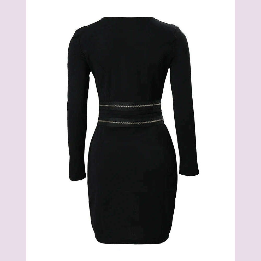 KIMLUD, Spring Dresses for Women Fashion Zipper Design Long Sleeve Office Lady Dress Vestido De Mujer, KIMLUD Womens Clothes