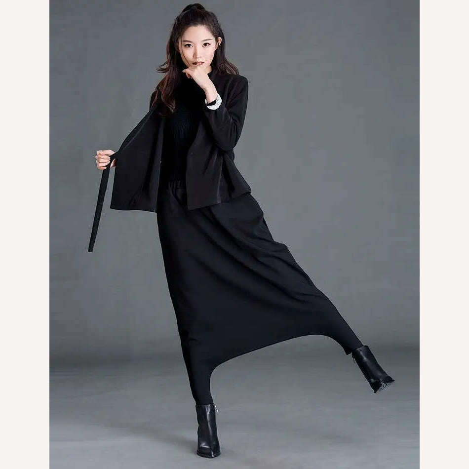 Spring New Women's Casual Cross-pants Loose Solid Color Trousers Oversized Harem Pants All-match Elastic Waist Baggy Pants Trend - KIMLUD