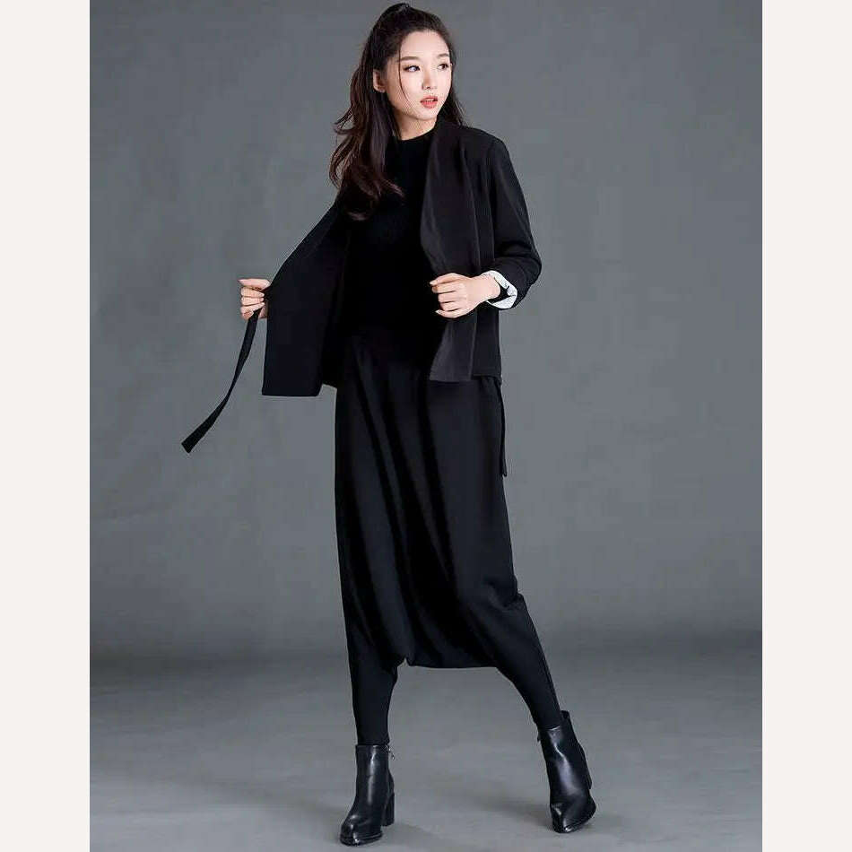 Spring New Women's Casual Cross-pants Loose Solid Color Trousers Oversized Harem Pants All-match Elastic Waist Baggy Pants Trend - KIMLUD