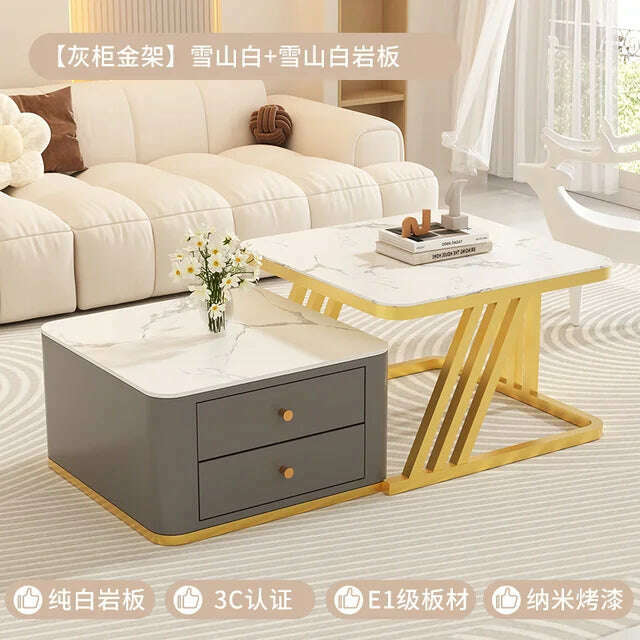 KIMLUD, Square Clear Coffee Tables Storage Designer Marble Minimalist White Nordic Dining Tables Modern Hotel Mesa Furniture For Home, Style29, KIMLUD APPAREL - Womens Clothes