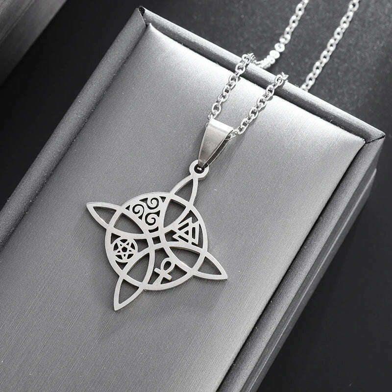 Stainless Steel Ancient Egyptian Ankh Cross Totem Pendant Necklace Men's Pharaoh Life Key Amulet Jewelry - KIMLUD