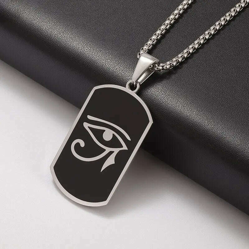 Stainless Steel Ancient Egyptian Ankh Cross Totem Pendant Necklace Men's Pharaoh Life Key Amulet Jewelry - KIMLUD
