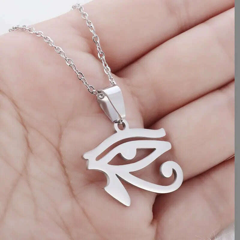 Stainless Steel Ancient Egyptian Ankh Cross Totem Pendant Necklace Men's Pharaoh Life Key Amulet Jewelry - KIMLUD