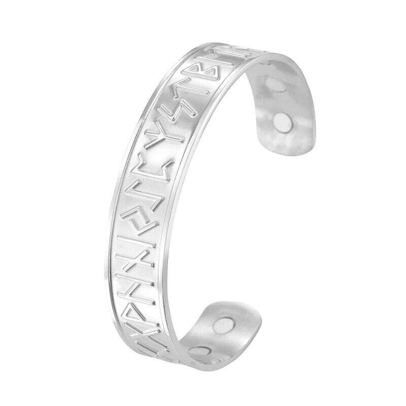 KIMLUD, Stainless Steel Norse Vikings Runes Bracelet for Men Celtics Knots Tree Of Life Magnetic Cuff Bracelet Vintage Couples Jewelry, Magnetic Rune S, KIMLUD APPAREL - Womens Clothes