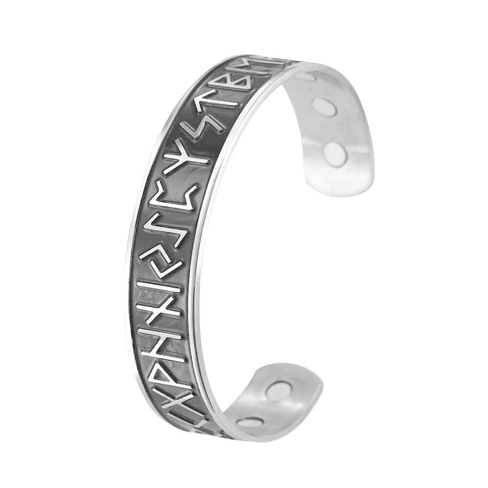 KIMLUD, Stainless Steel Norse Vikings Runes Bracelet for Men Celtics Knots Tree Of Life Magnetic Cuff Bracelet Vintage Couples Jewelry, Magnetic Rune B, KIMLUD Womens Clothes