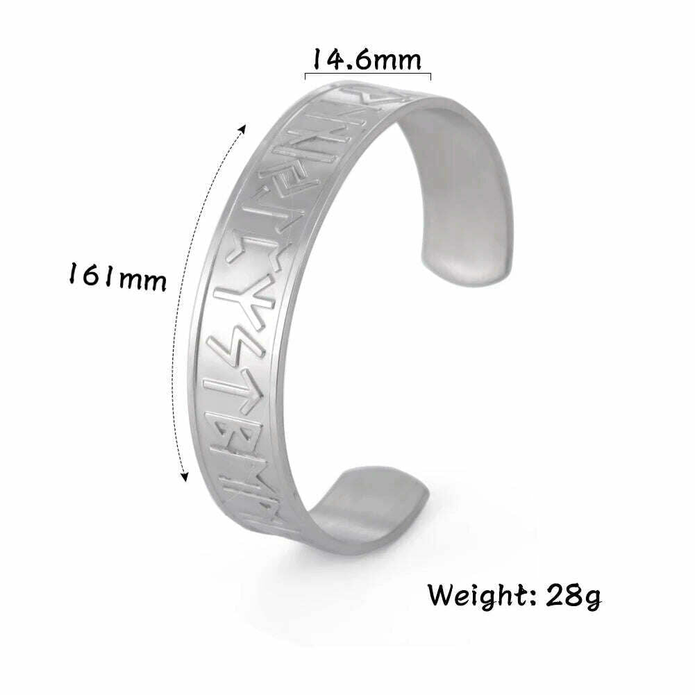 KIMLUD, Stainless Steel Norse Vikings Runes Bracelet for Men Celtics Knots Tree Of Life Magnetic Cuff Bracelet Vintage Couples Jewelry, Rune S, KIMLUD APPAREL - Womens Clothes
