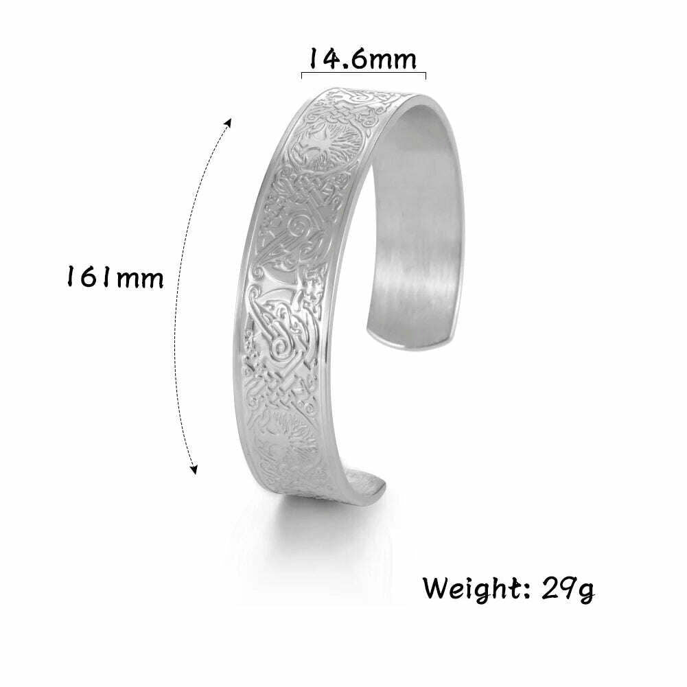 KIMLUD, Stainless Steel Norse Vikings Runes Bracelet for Men Celtics Knots Tree Of Life Magnetic Cuff Bracelet Vintage Couples Jewelry, Tree S, KIMLUD Womens Clothes