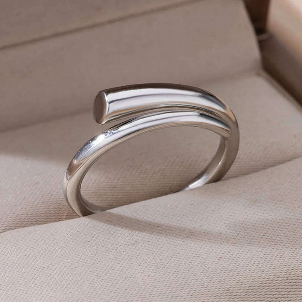 Stainless Steel Rings For Women Men Gold Color Hollow Wide Ring Female Male Engagement Wedding Party Finger Jewelry Gift Trend, 4 / CHINA / Open, KIMLUD Women's Clothes
