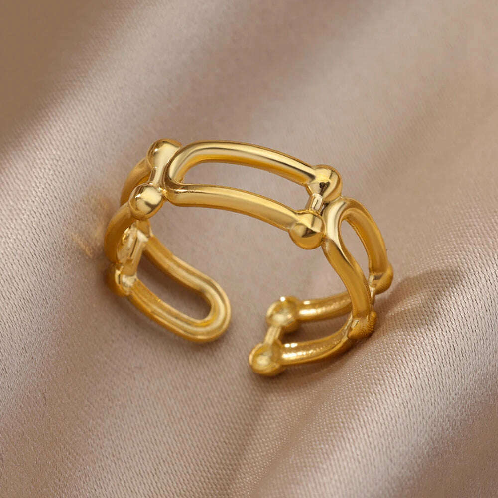 Stainless Steel Rings For Women Men Gold Color Hollow Wide Ring Female Male Engagement Wedding Party Finger Jewelry Gift Trend, 31 / CHINA / Open, KIMLUD Women's Clothes