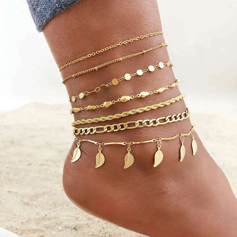 KIMLUD, Stainless Steel Women Chain Anklet Summer Chevron Snake Ankle Foot Bracelet Gift for Her, KIMLUD Women's Clothes