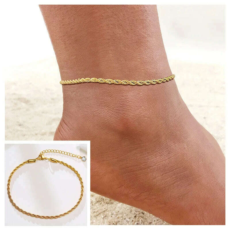 KIMLUD, Stainless Steel Women Chain Anklet Summer Chevron Snake Ankle Foot Bracelet Gift for Her, JC-056, KIMLUD Womens Clothes
